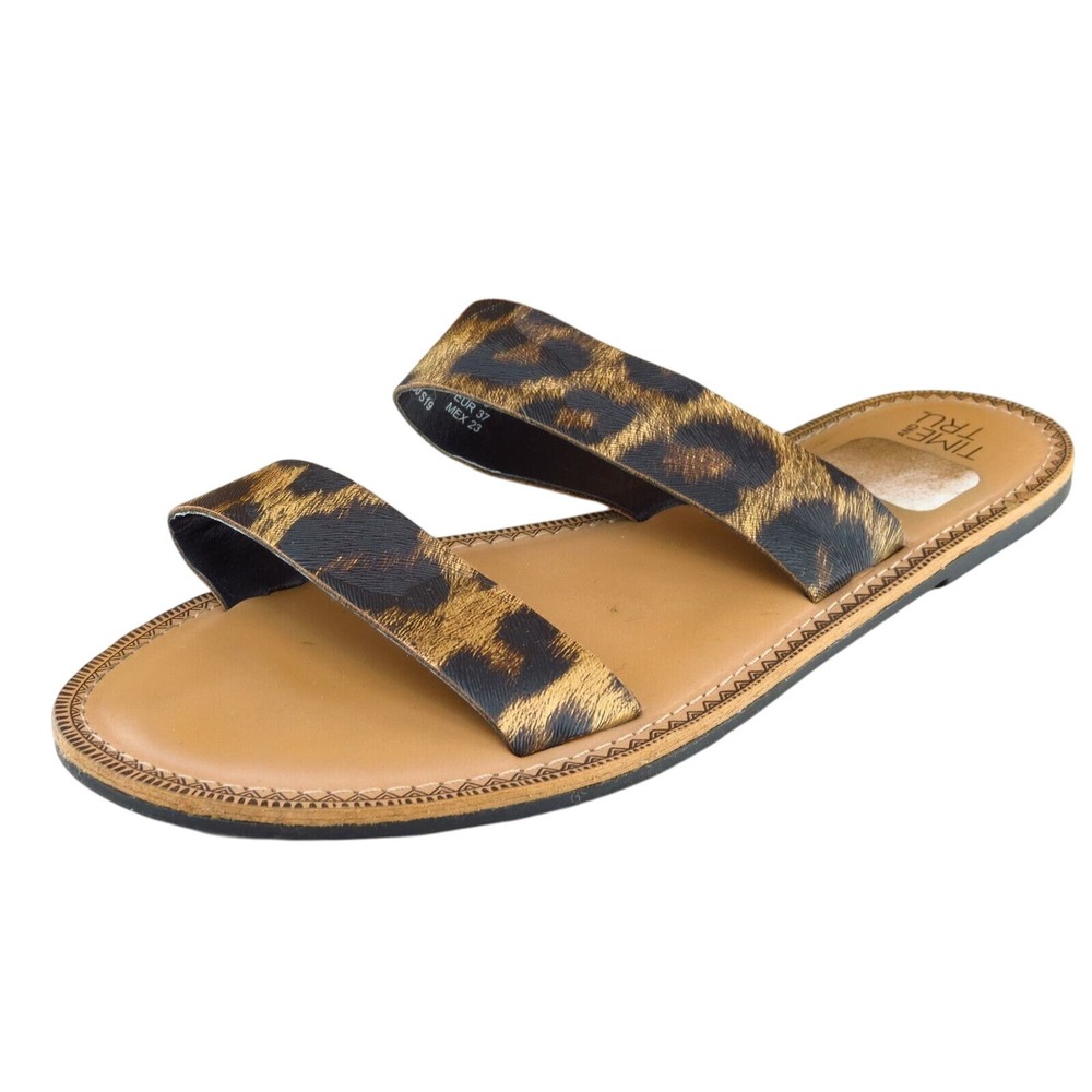 Time And Tru Sz 6 W Brown Slide Synthetic Women Sandals 0605388341358